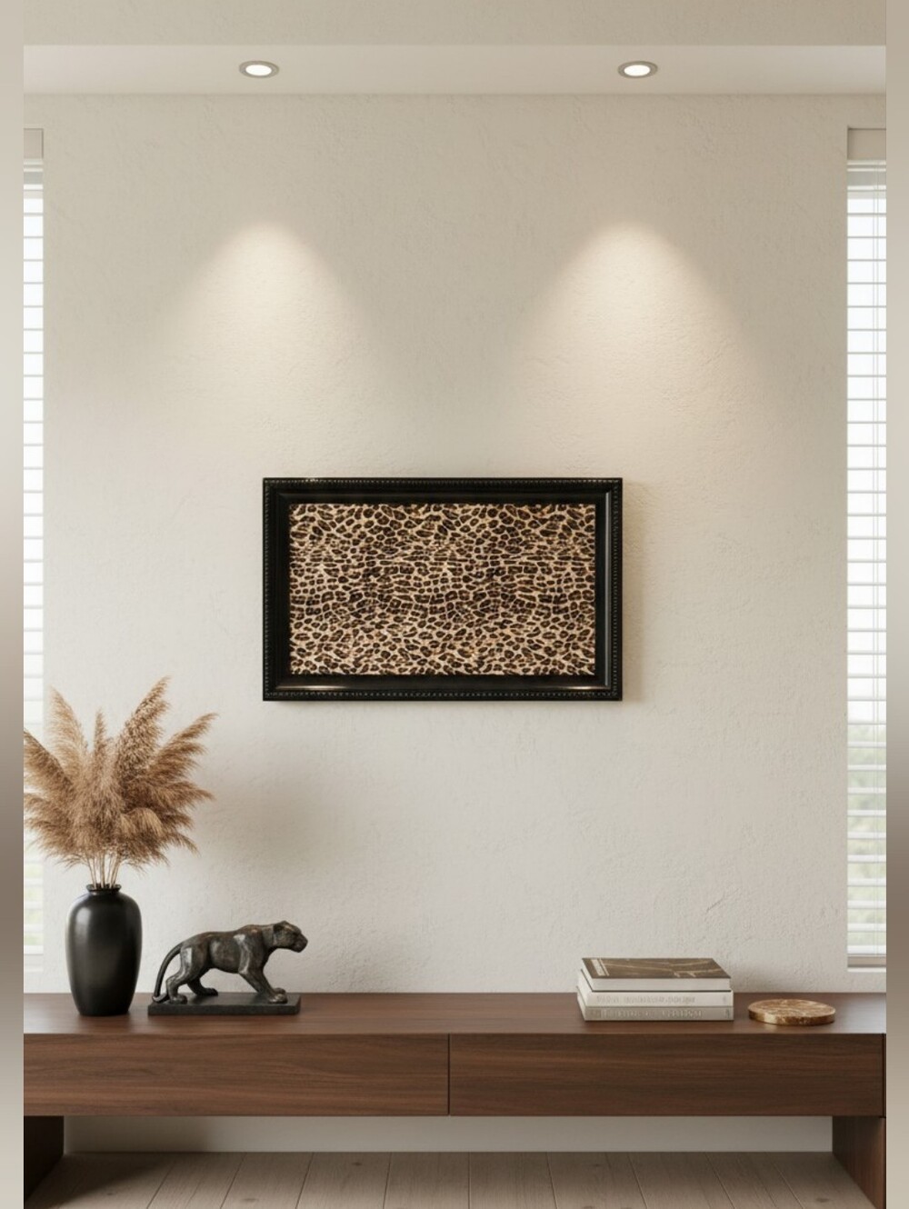 Leopard Print Wall Art in Brown and Black - Unbranded Framed Print - 20x12.5"